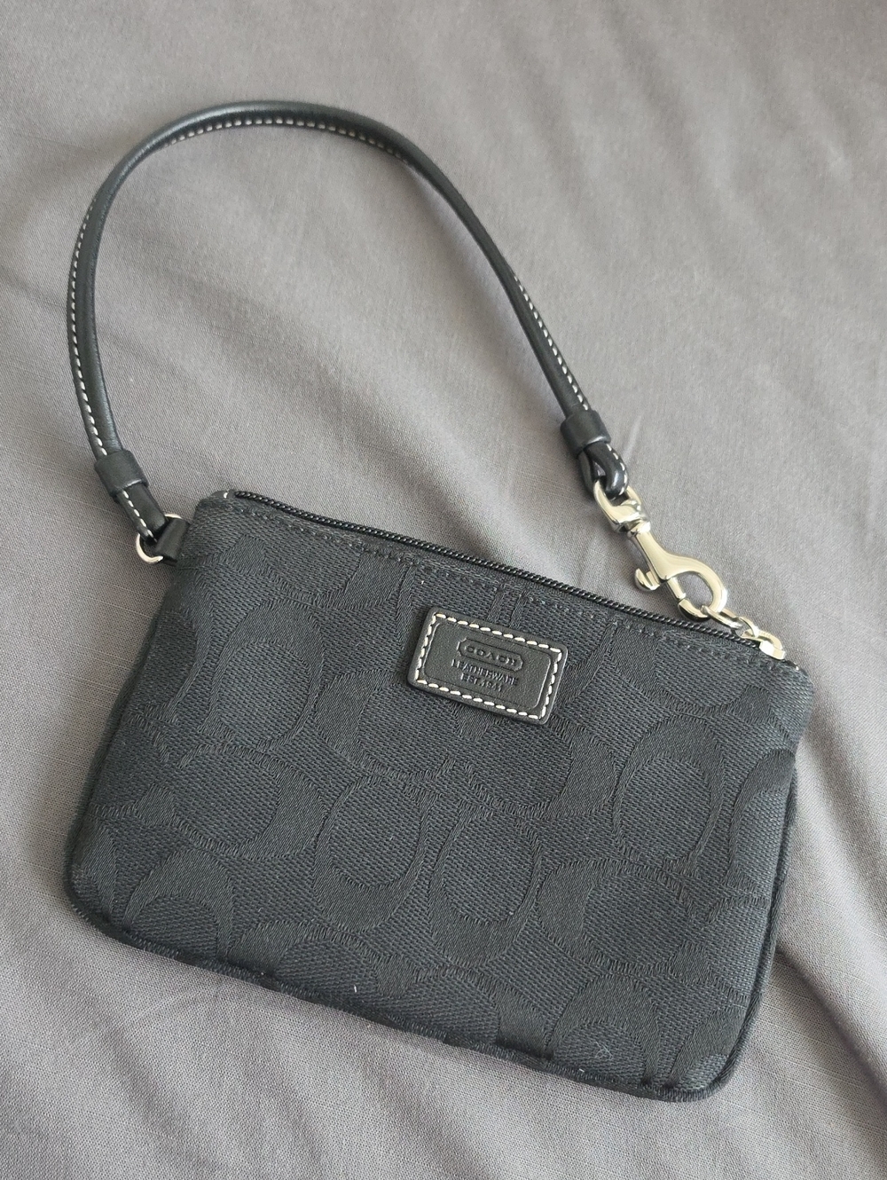 Coach Black Signature Zip Wristlet